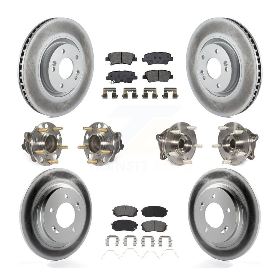 Front Rear Hub Bearing Assembly Coated Disc Brake Rotor And Pad Kit (10Pc) For Kia Optima KBB-115274