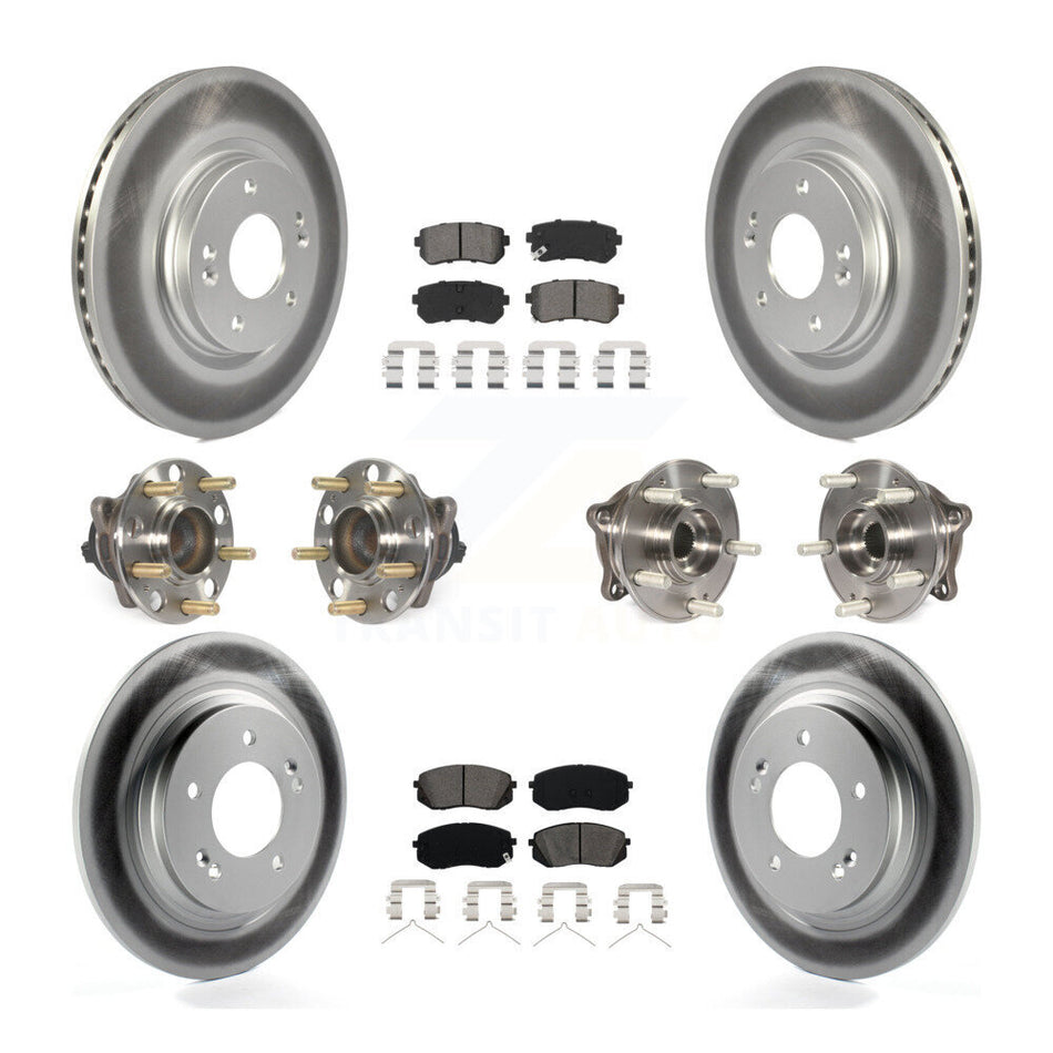 Front Rear Hub Bearing Assembly Coated Disc Brake Rotor And Pad Kit (10Pc) For Kia Optima KBB-115277