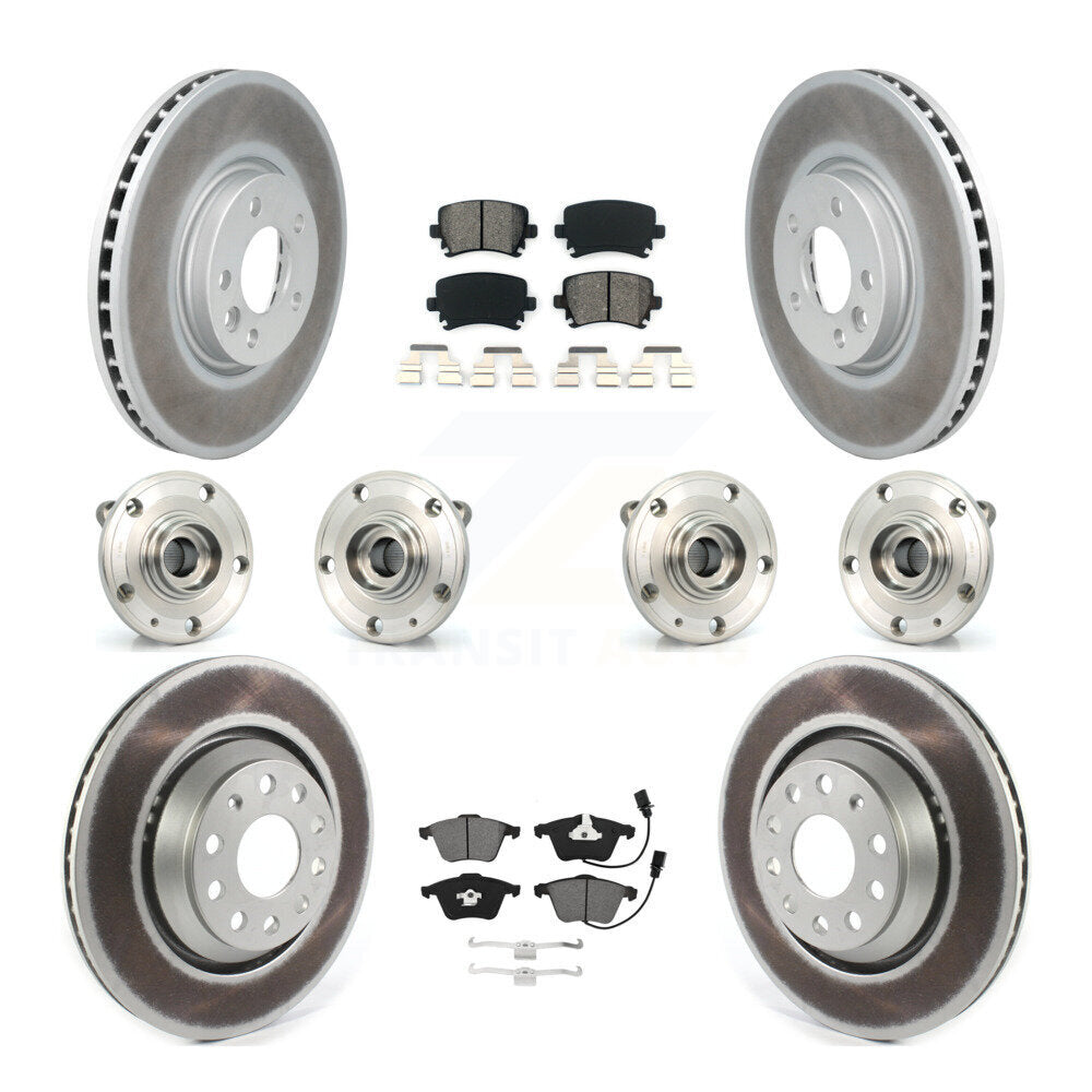 Front Rear Hub Bearings Coated Disc Brake Rotors And Pads Kit (10Pc) For Volkswagen CC KBB-115280