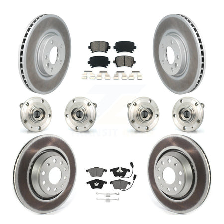 Front Rear Hub Bearings Coated Disc Brake Rotors And Pads Kit (10Pc) For Volkswagen CC KBB-115280