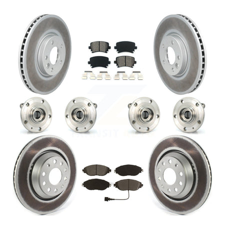 Front Rear Hub Bearing Coated Disc Brake Rotors And Pads Kit (10Pc) For Volkswagen CC AWD KBB-115281