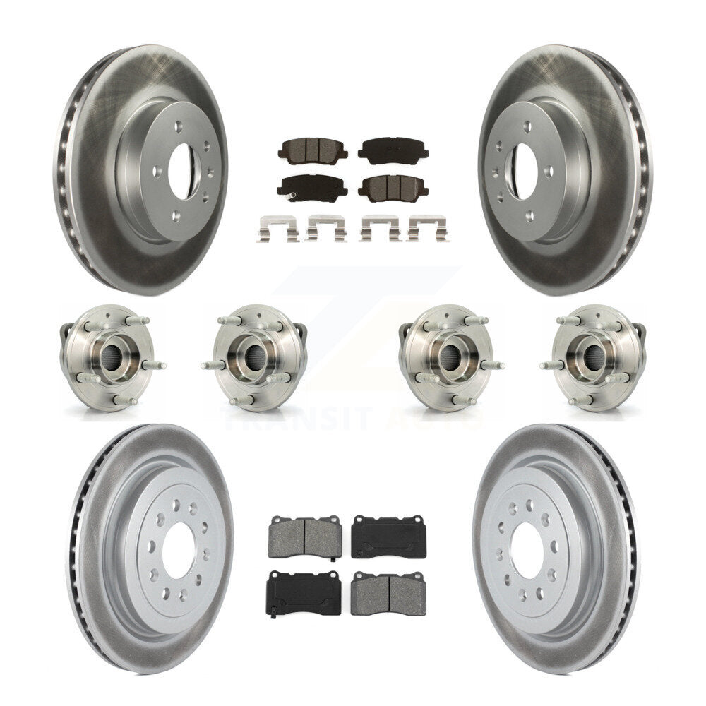 Front Rear Hub Bearing Coated Brake Rotor & Pad Kit (10Pc) For 2013-2015 Cadillac ATS AWD KBB-115286