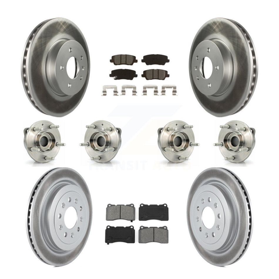 Front Rear Hub Bearing Coated Brake Rotor & Pad Kit (10Pc) For 2013-2015 Cadillac ATS AWD KBB-115286