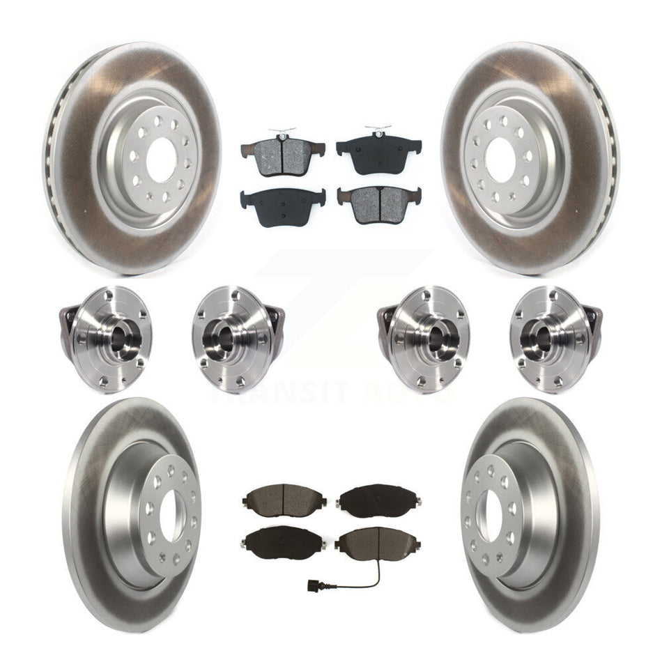 Front Rear Hub Bearings Assembly Coated Disc Brake Rotors And Semi-Metallic Pads Kit (10Pc) For 2018-2020 Volkswagen Tiguan KBB-115287