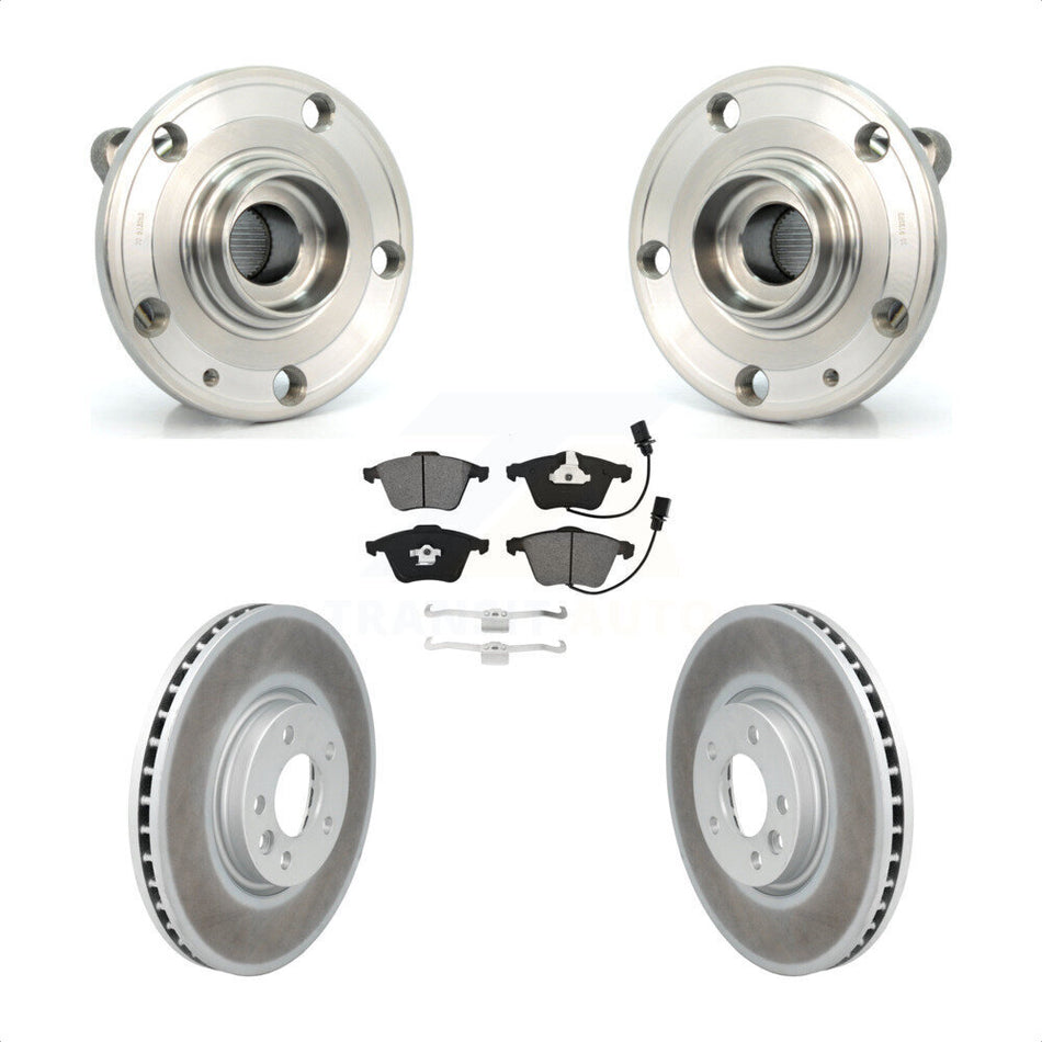 Front Hub Bearing Assembly With Coated Disc Brake Rotors And Semi-Metallic Pads Kit For Volkswagen CC 340mm Diameter Rotor KBB-115294