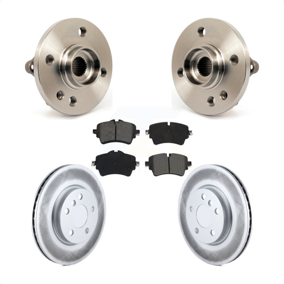 Front Hub Bearing Assembly With Coated Disc Brake Rotors And Semi-Metallic Pads Kit For 2015 Mini Cooper Convertible Coupe 294mm Diameter Rotor 5 Lug Wheels KBB-115298