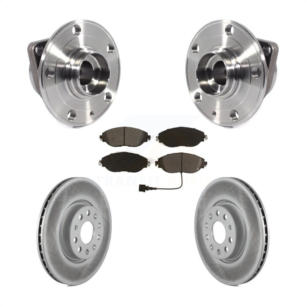 Front Hub Bearing Assembly Coated Disc Brake Rotor And Pads Kit For Volkswagen GTI Arteon KBB-115300