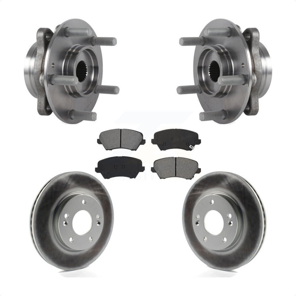 Front Hub Bearing Assembly Coated Brake Rotor And Pad Kit For Hyundai Veloster Elantra GT KBB-115304