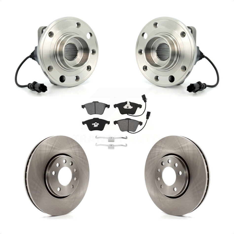 Front Hub Bearing Assembly With Disc Brake Rotors And Semi-Metallic Pads Kit For 2010 Saab 9-3X 302mm Diameter Rotor KBB-115313
