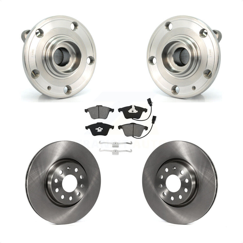 Front Hub Bearing Assembly With Disc Brake Rotors And Semi-Metallic Pads Kit For Volkswagen CC Passat KBB-115316