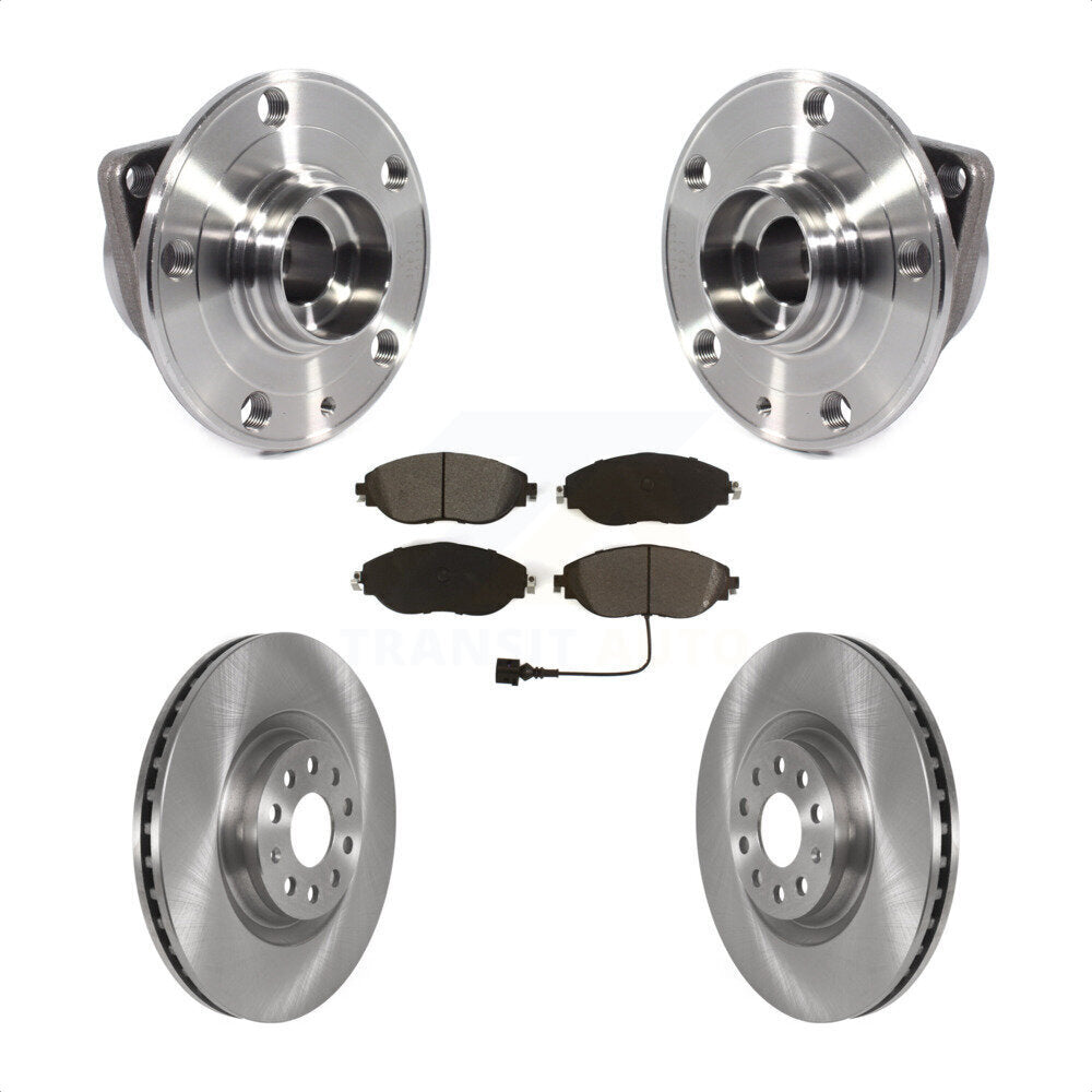 Front Hub Bearing Brake Rotor & Pad Kit For Volkswagen Tiguan Jetta Audi Q3 GTI Golf R S3 KBB-115327