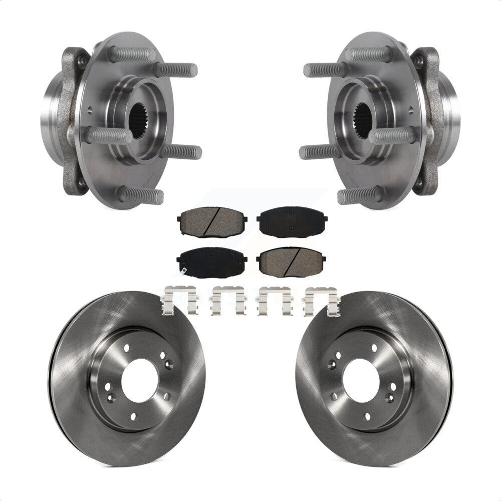 Front Hub Bearing Assembly Brake Rotor & Pads Kit For Kia Forte Hyundai Elantra GT Forte5 KBB-115331