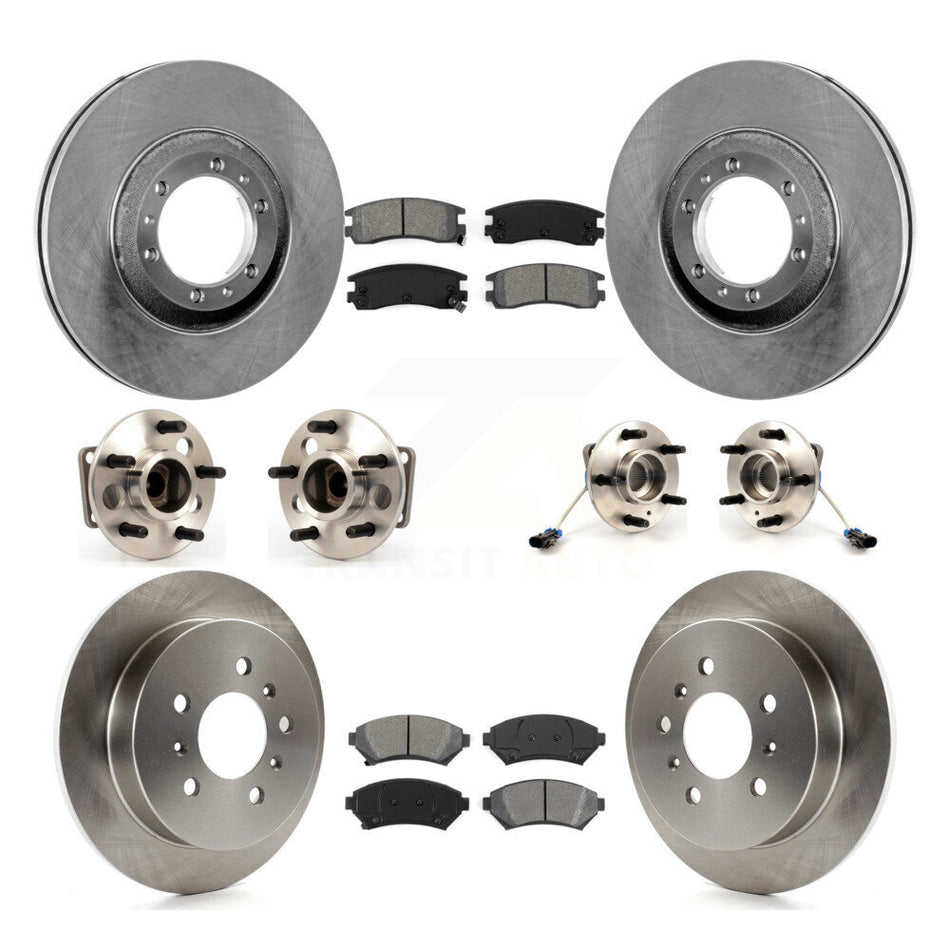 Front Rear Hub Bearing Disc Brake Rotor And Semi-Metallic Pads Kit (10Pc) For Pontiac Buick Grand Prix Chevrolet Venture Regal Century Oldsmobile Intrigue Montana Trans Sport KBB-115343