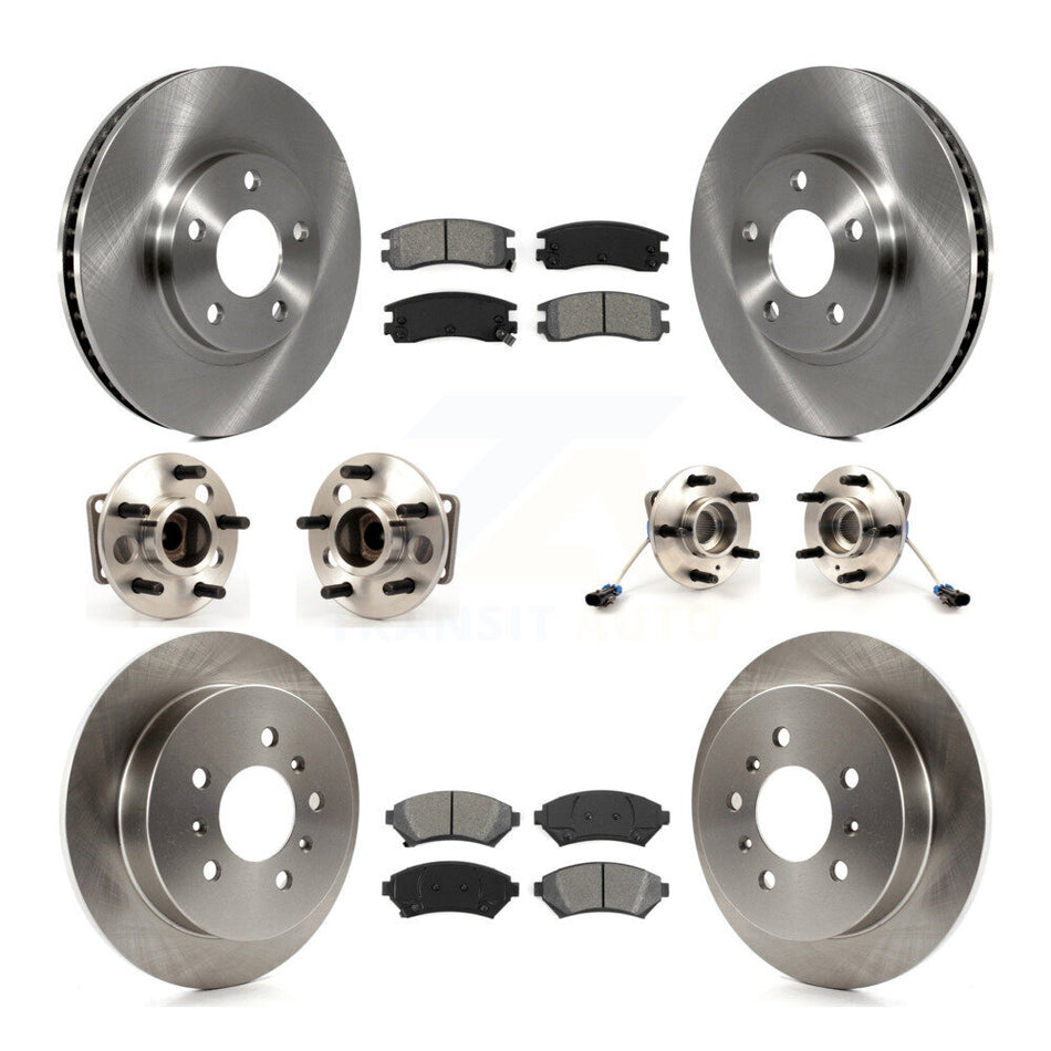 Front Rear Hub Bearings Assembly Disc Brake Rotors And Semi-Metallic Pads Kit (10Pc) For Chevrolet Impala Monte Carlo Oldsmobile Intrigue KBB-115344