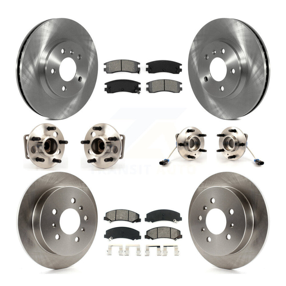 Front Rear Hub Bearings Assembly Disc Brake Rotors And Semi-Metallic Pads Kit (10Pc) For Chevrolet Impala Monte Carlo KBB-115348