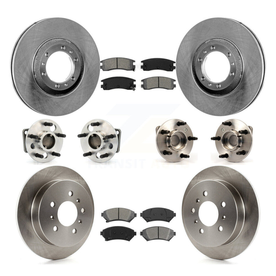 Front Rear Hub Bearings Assembly Disc Brake Rotors And Semi-Metallic Pads Kit (10Pc) For Buick Century Regal Pontiac Grand Prix Non-ABS KBB-115352