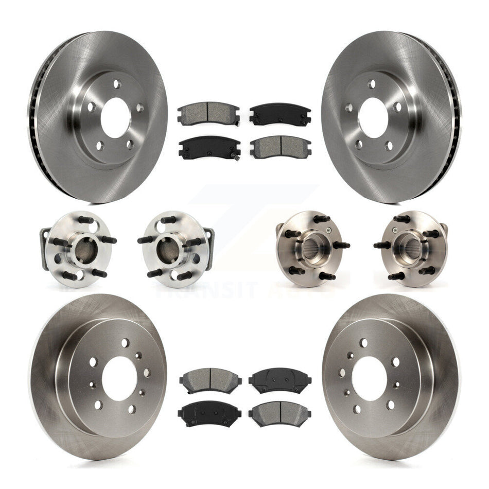 Front Rear Hub Bearings Assembly Disc Brake Rotors And Semi-Metallic Pads Kit (10Pc) For Chevrolet Impala Monte Carlo Non-ABS KBB-115353