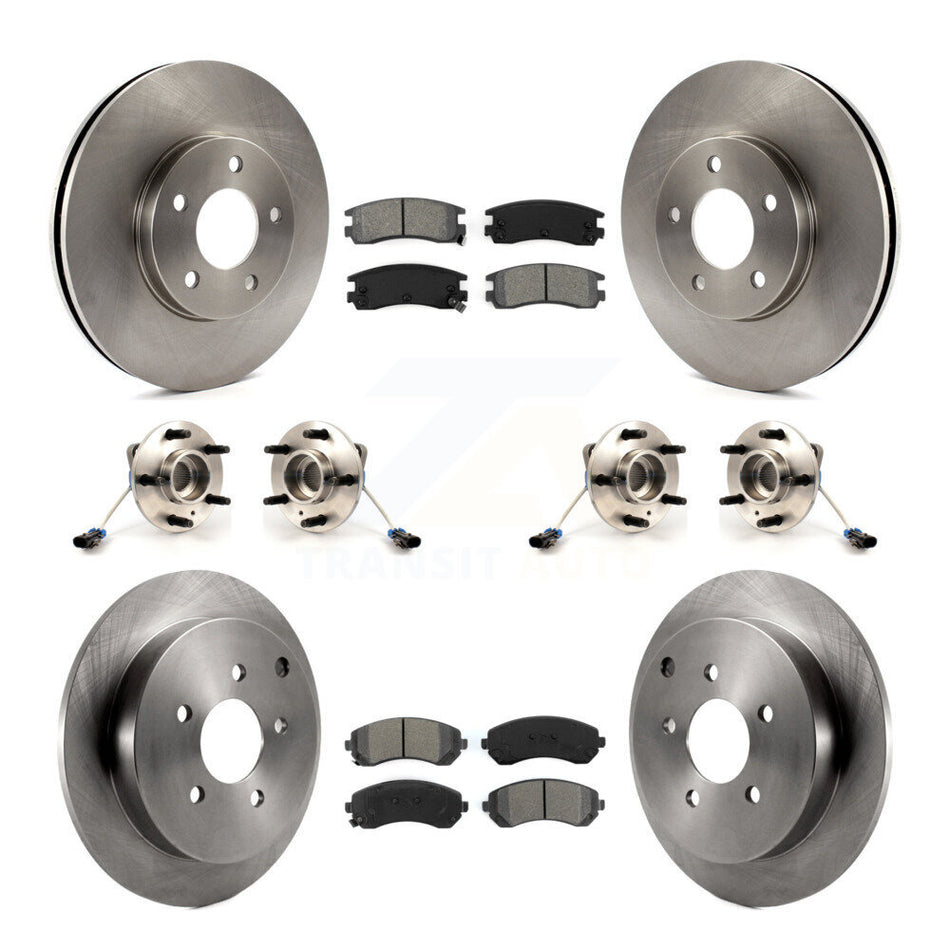 Front Rear Hub Bearings Assembly Disc Brake Rotors And Semi-Metallic Pads Kit (10Pc) For Buick Rendezvous Chevrolet Venture Pontiac Montana Aztek Oldsmobile Silhouette KBB-115355