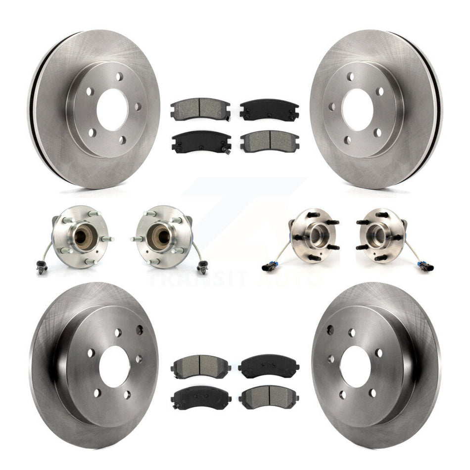 Front Rear Hub Bearings Assembly Disc Brake Rotors And Semi-Metallic Pads Kit (10Pc) For Buick Rendezvous KBB-115356