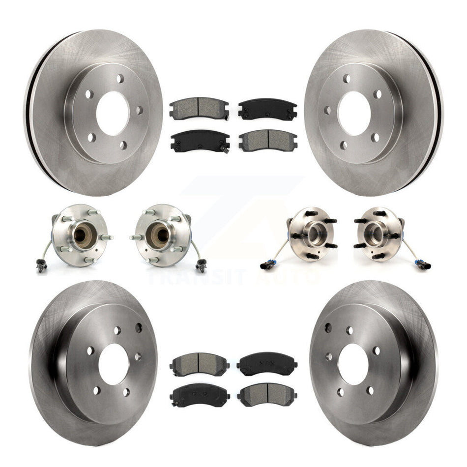 Front Rear Hub Bearings Assembly Disc Brake Rotors And Semi-Metallic Pads Kit (10Pc) For Buick Rendezvous KBB-115356