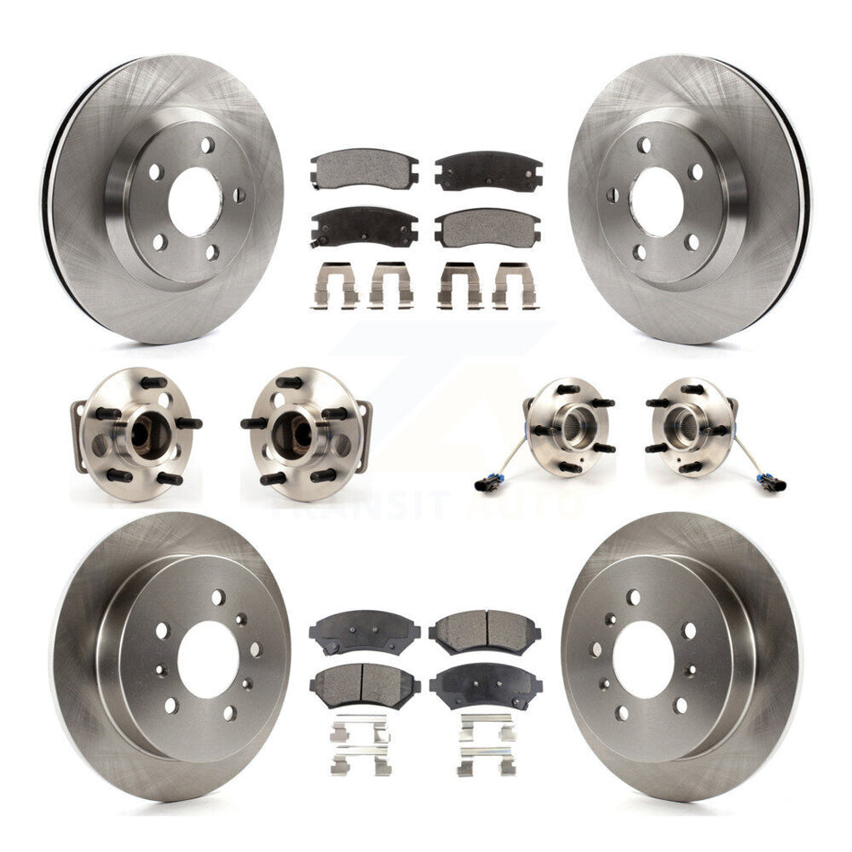 Front Rear Hub Bearings Assembly Disc Brake Rotors And Ceramic Pads Kit (10Pc) For 2005-2005 Chevrolet Impala Monte Carlo From Chassis/VIN #59143076 4-Wheel ABS KBB-115366