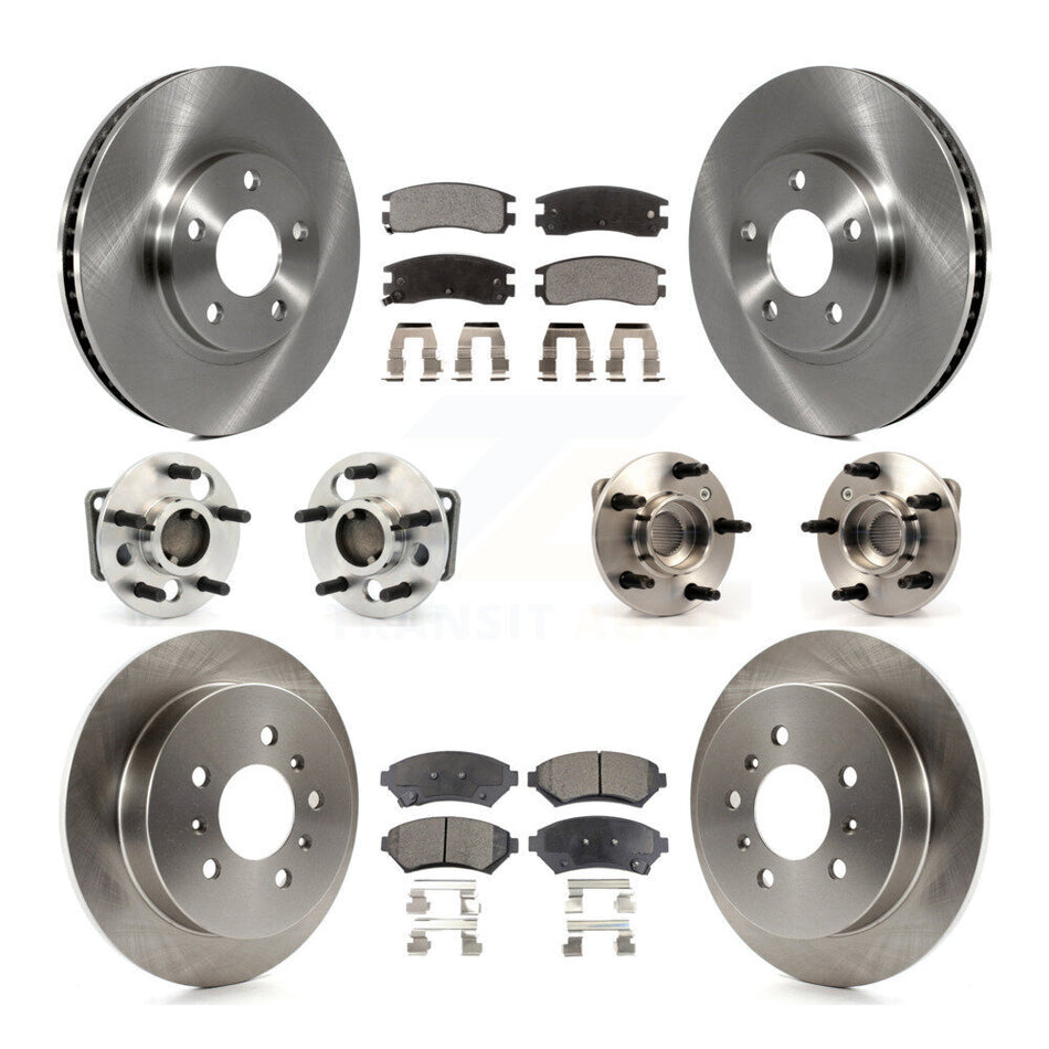Front Rear Hub Bearings Assembly Disc Brake Rotors And Ceramic Pads Kit (10Pc) For Chevrolet Impala Monte Carlo Non-ABS KBB-115370
