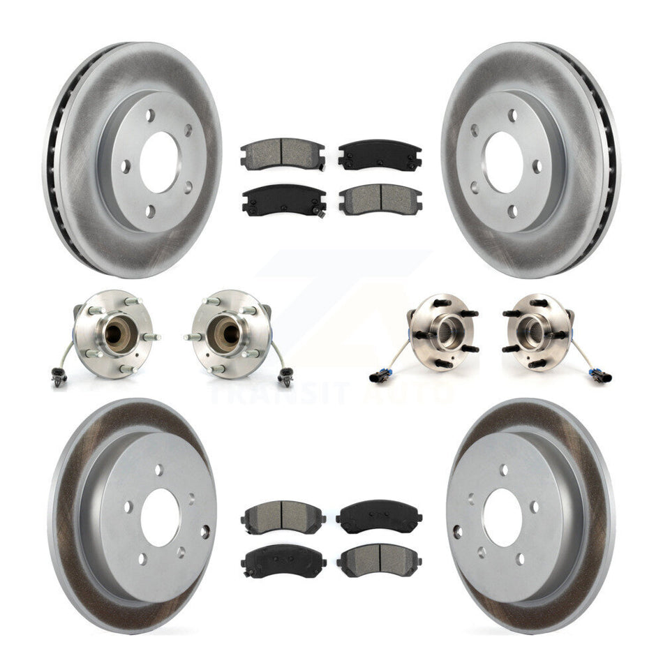Front Rear Hub Bearings Assembly Coated Disc Brake Rotors And Semi-Metallic Pads Kit (10Pc) For Buick Rendezvous KBB-115386