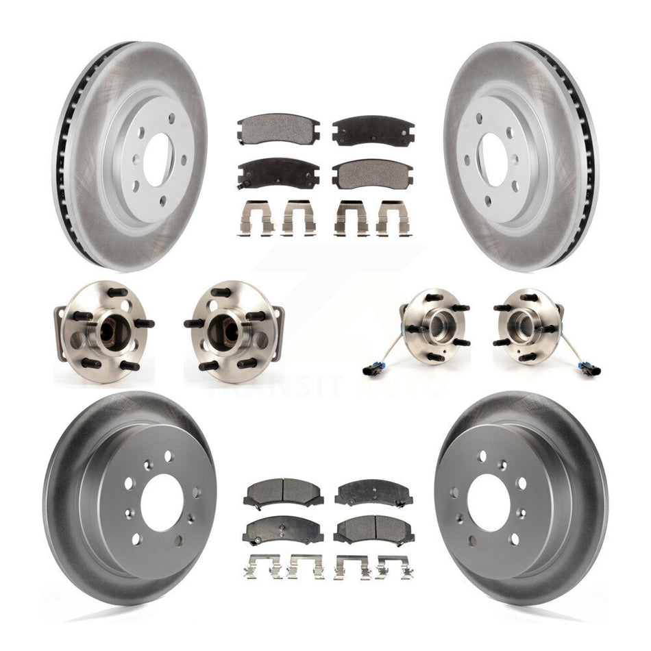 Front Rear Hub Bearings Assembly Coated Disc Brake Rotors And Ceramic Pads Kit (10Pc) For Chevrolet Impala Monte Carlo KBB-115395