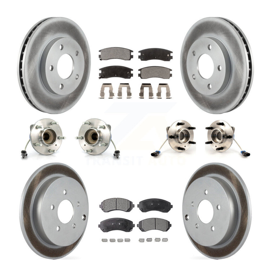 Front Rear Hub Bearings Assembly Coated Disc Brake Rotors And Ceramic Pads Kit (10Pc) For Buick Rendezvous KBB-115400