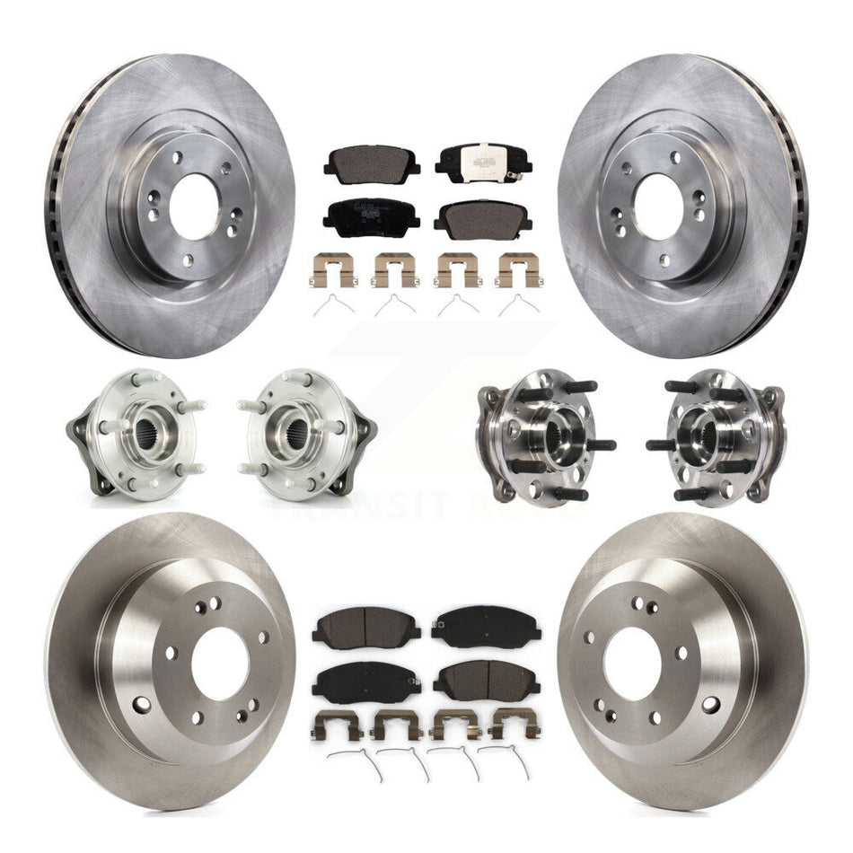 Front Rear Hub Bearings Assembly Disc Brake Rotors And Ceramic Pads Kit (10Pc) For Hyundai Santa Fe XL AWD KBB-115413