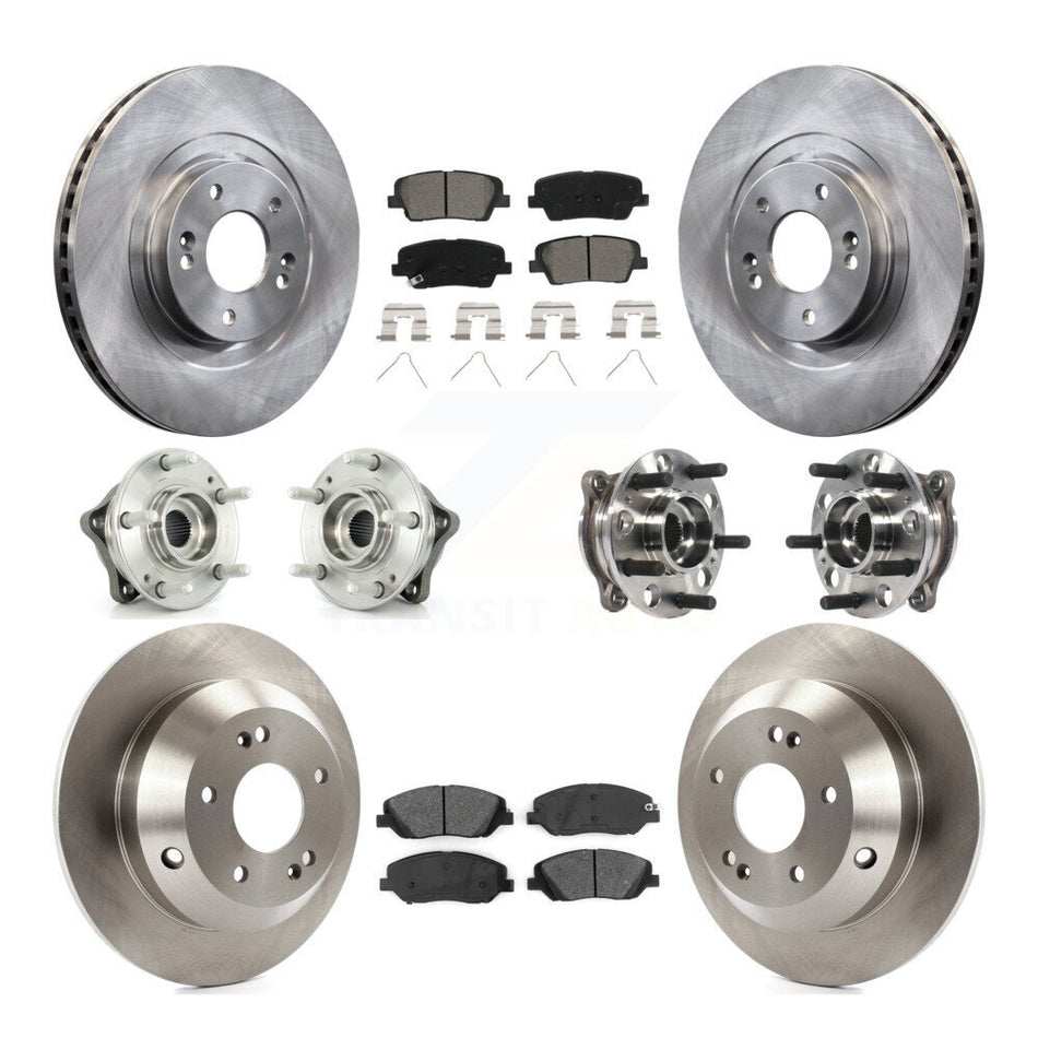 Front Rear Hub Bearings Assembly Disc Brake Rotors And Semi-Metallic Pads Kit (10Pc) For Hyundai Santa Fe XL AWD KBB-115428