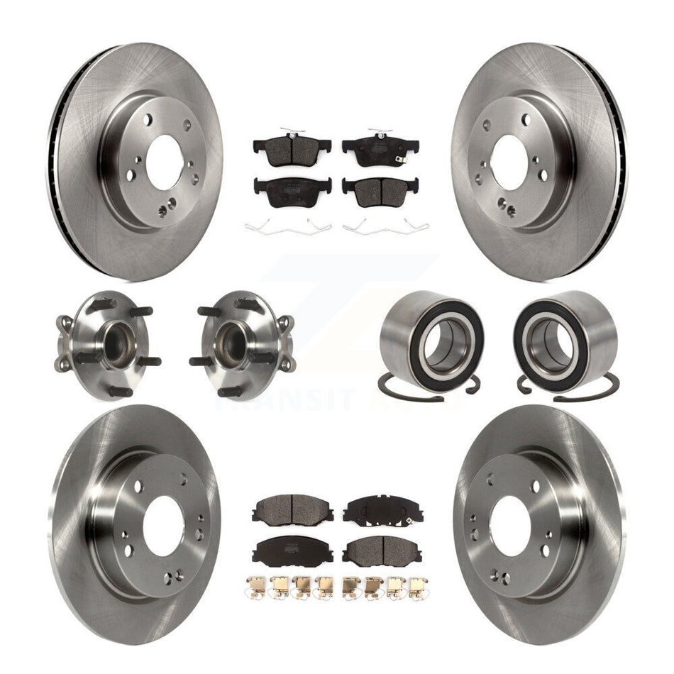 Front Rear Wheel Hub Bearings Assembly Disc Brake Rotors And Semi-Metallic Pads Kit (10Pc) For 2019 Honda Insight KBB-115433