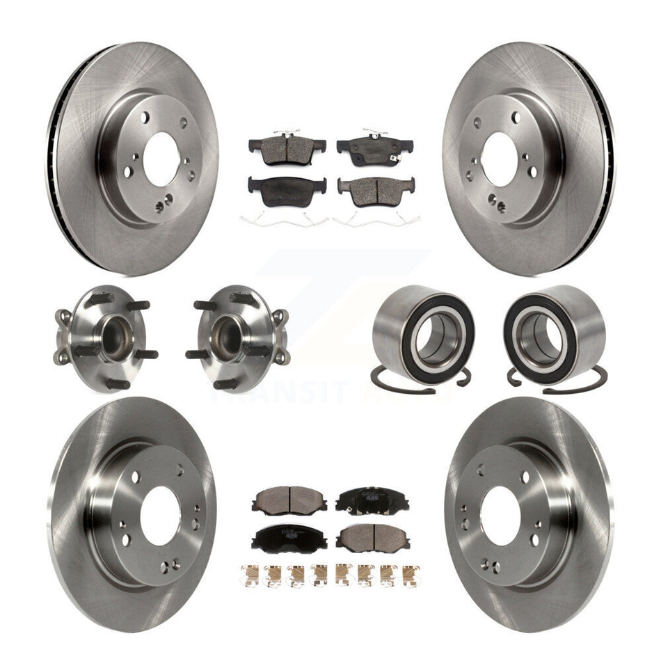Front Rear Wheel Hub Bearings Assembly Disc Brake Rotors And Ceramic Pads Kit (10Pc) For 2019 Honda Insight KBB-115442