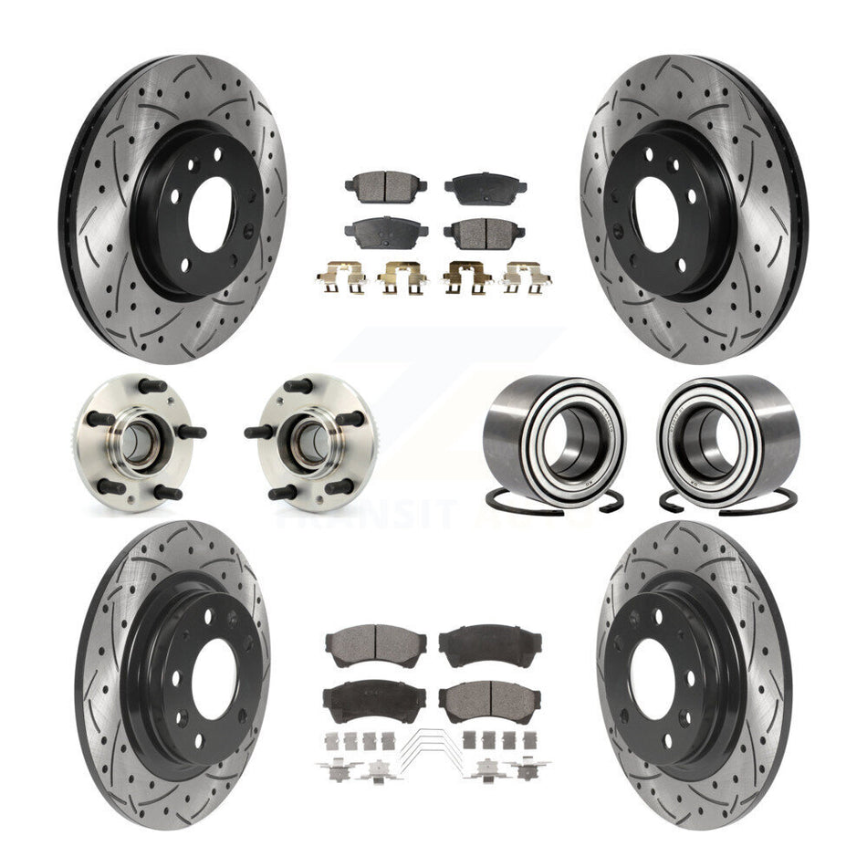 Front Rear Wheel Hub Bearings Assembly Coated Disc Brake Rotors And Semi-Metallic Pads Kit (10Pc) For Ford Fusion Lincoln MKZ Mercury Milan Mazda 6 Zephyr KBB-115449