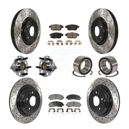 Front Rear Hub Bearing Assembly Coated Disc Brake Rotors And Pads Kit (10Pc) For Acura TL KBB-115455