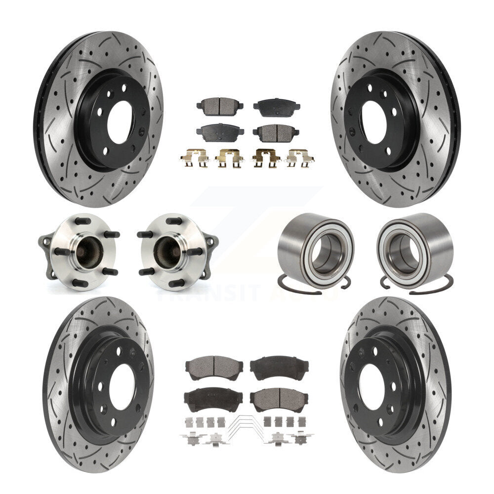 Front Rear Hub Bearing Coated Disc Brake Rotor Pads Kit (10Pc) For 2009-2013 Mazda 6 3.7L KBB-115457