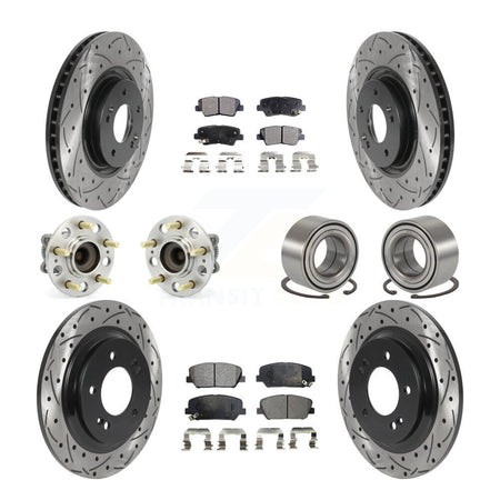 Front Rear Hub Bearing Coated Brake Rotor & Pads Kit (10Pc) For 2013-2015 Kia Optima 2.0L KBB-115463