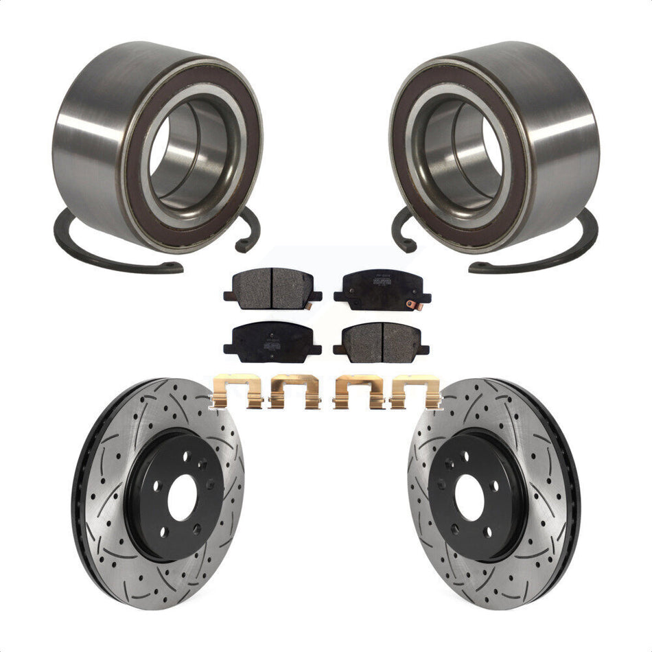 Front Wheel Bearing With Coated Drilled Slotted Disc Brake Rotors And Semi-Metallic Pads Kit For Chevrolet Trax Buick Encore KBB-115510