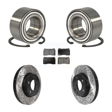 Front Wheel Bearing Coated Drilled Slotted Brake Rotor And Pad Kit For Volkswagen Touareg KBB-115514