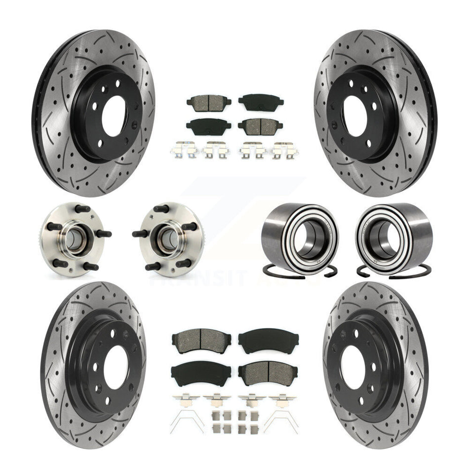 Front Rear Wheel Hub Bearings Assembly Coated Disc Brake Rotors And Semi-Metallic Pads Kit (10Pc) For Ford Fusion Lincoln MKZ Mercury Milan Mazda 6 Zephyr KBB-115527