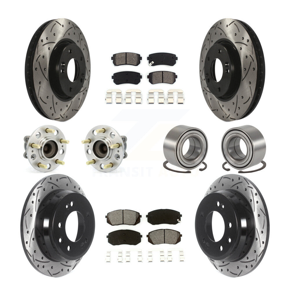 Front Rear Hub Bearing Coated Brake Rotor Pads Kit (10Pc) For Hyundai Tucson Kia Sportage KBB-115536