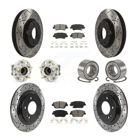 Front Rear Hub Bearing Coated Brake Rotor & Pads Kit (10Pc) For 2013-2015 Kia Optima 2.4L KBB-115538