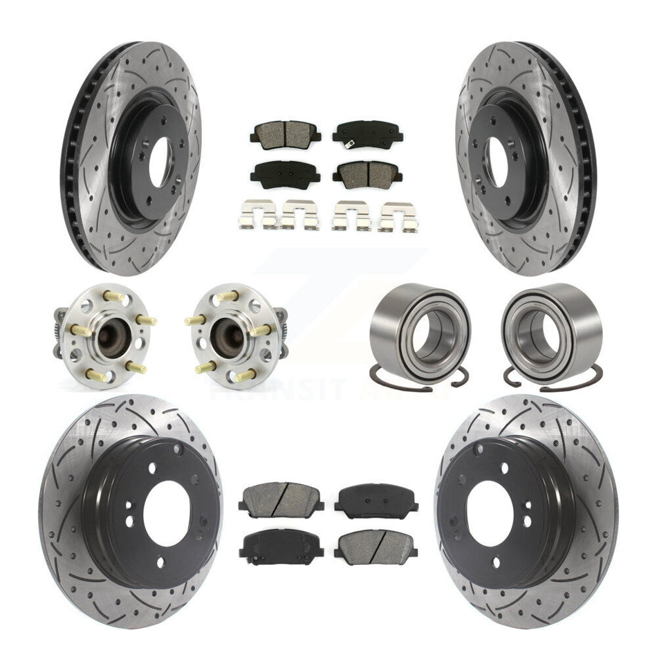 Front Rear Hub Bearings Coated Disc Brake Rotors And Pads Kit (10Pc) For Kia Optima 2.0L KBB-115540
