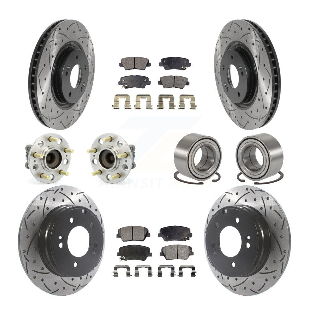 Front Rear Wheel Hub Bearing Coated Disc Brake Rotor And Pad Kit (10Pc) For Hyundai Azera KBB-115615