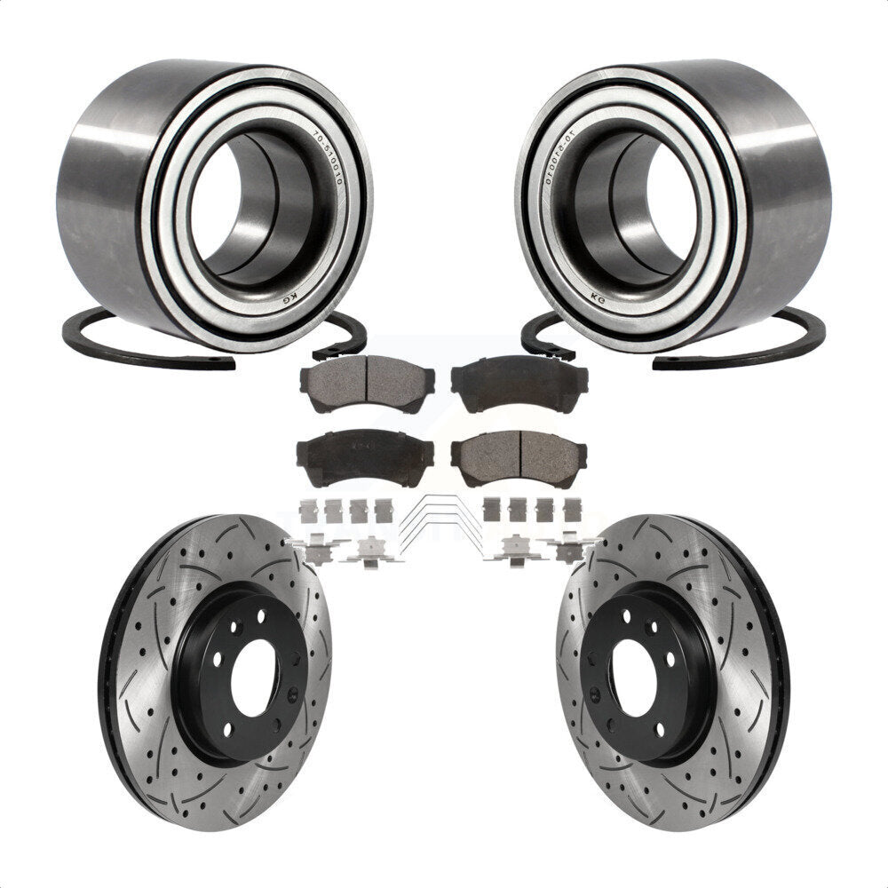 Front Wheel Bearing Drilled Slot Brake Rotor Pads Kit For Ford Fusion Mazda 6 Lincoln MKZ KBB-115632