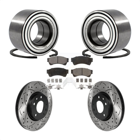 Front Wheel Bearing Drilled Slot Brake Rotor Pads Kit For Ford Fusion Mazda 6 Lincoln MKZ KBB-115632