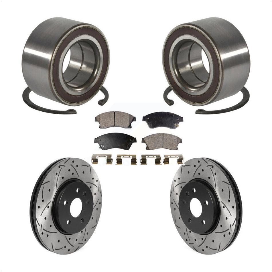 Front Wheel Bearing With Coated Drilled Slotted Disc Brake Rotors And Ceramic Pads Kit For Chevrolet Buick Encore Trax Sonic KBB-115660
