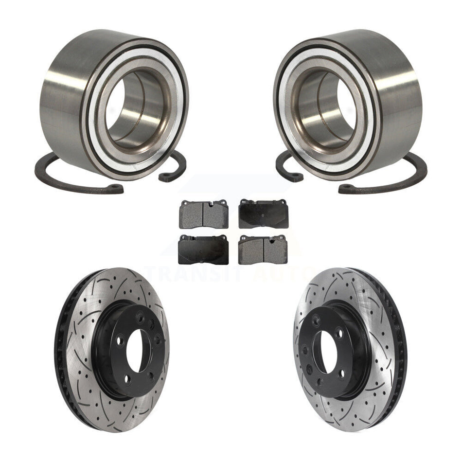 Front Wheel Bearing With Coated Drilled Slotted Disc Brake Rotors And Ceramic Pads Kit For Volkswagen Touareg KBB-115666