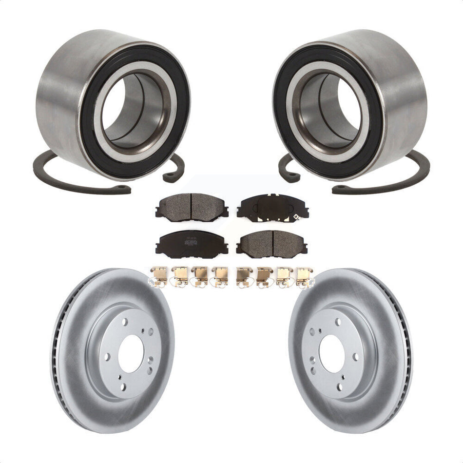 Front Wheel Bearing With Coated Disc Brake Rotors And Semi-Metallic Pads Kit For 2019 Honda Insight KBB-115685