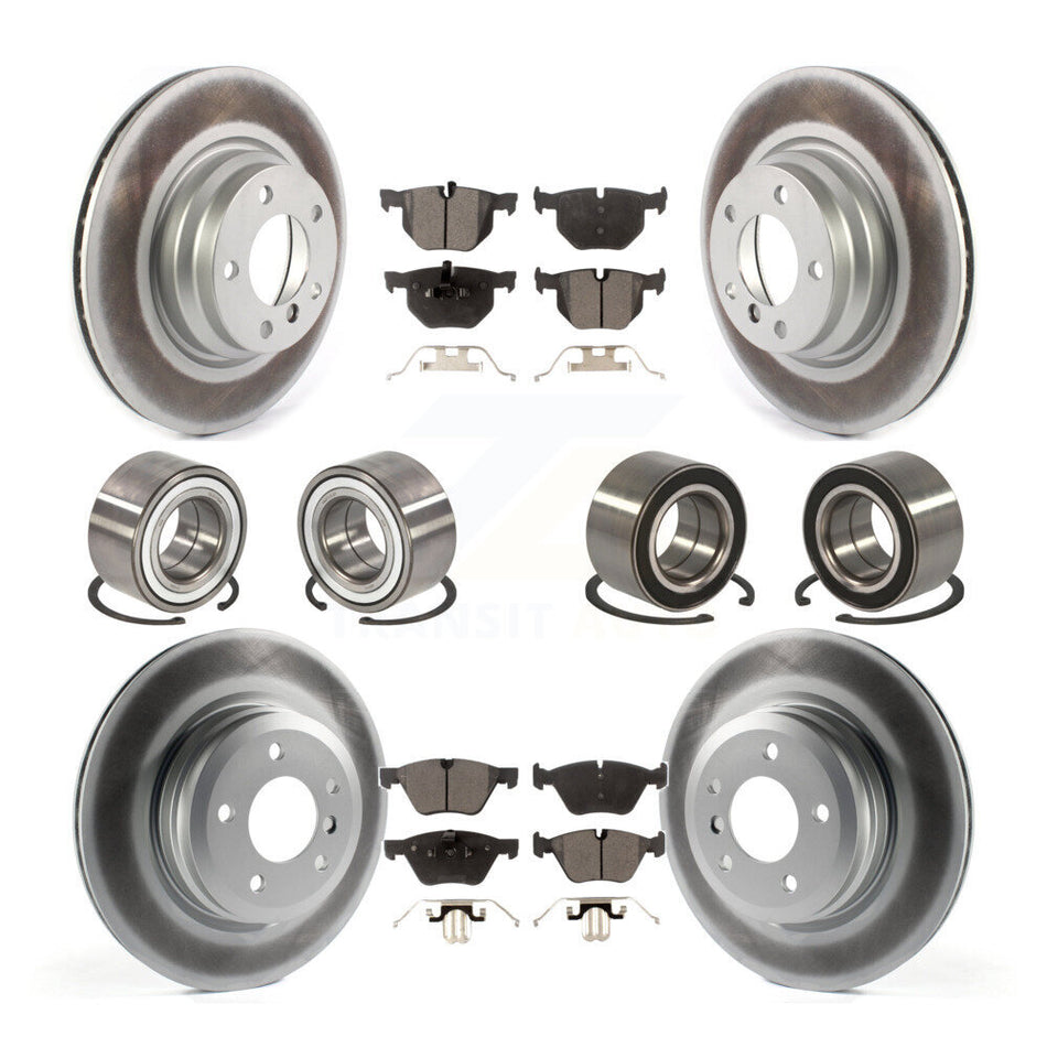 Front Rear Wheel Bearings Coated Disc Brake Rotors And Semi-Metallic Pads Kit (10Pc) For 2006 BMW 330xi KBB-115687